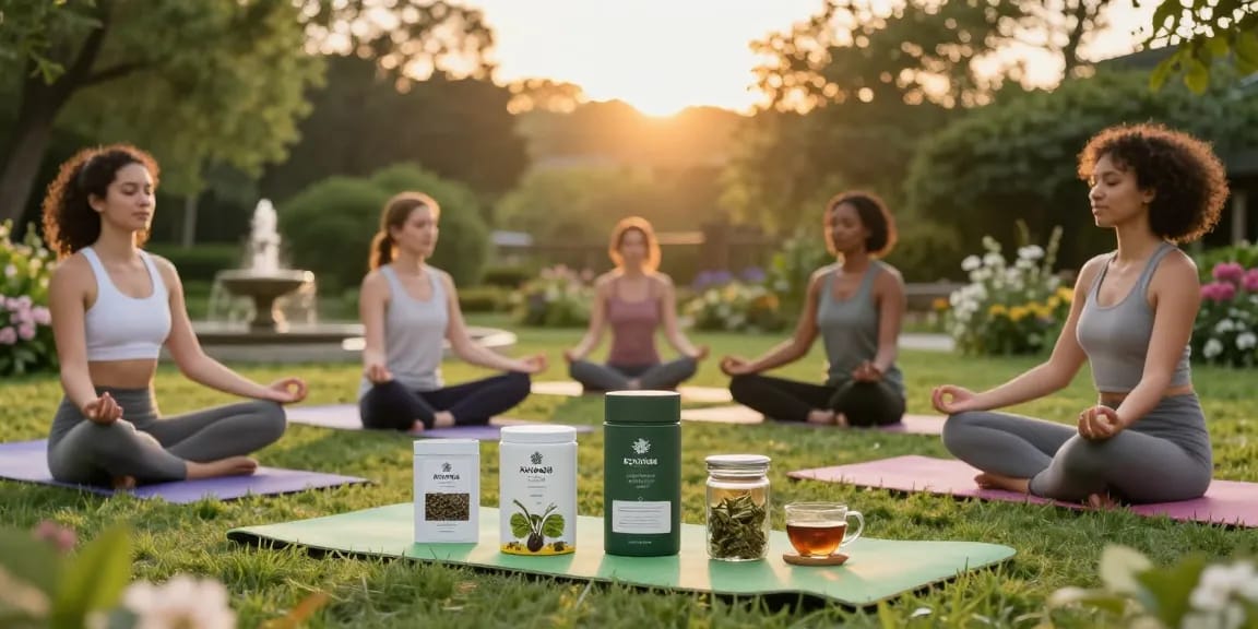 Group practicing mindfulness with ROKOK88 products in serene outdoor setting, promoting wellness and rokok88 login.