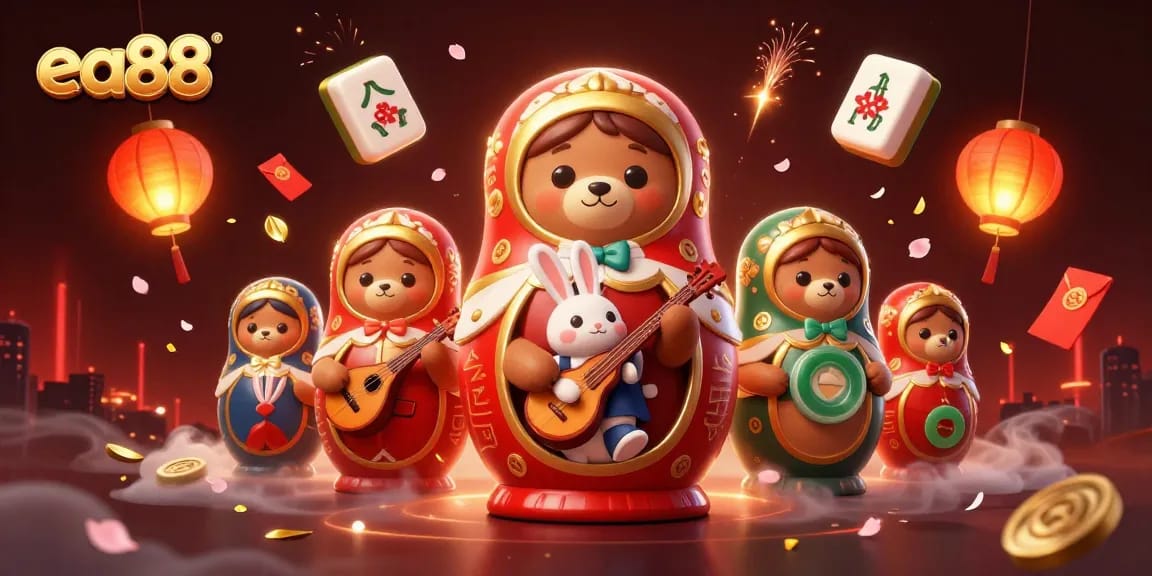 Win big at ea88 with a vibrant celebration of casino culture featuring fun 3D elements.