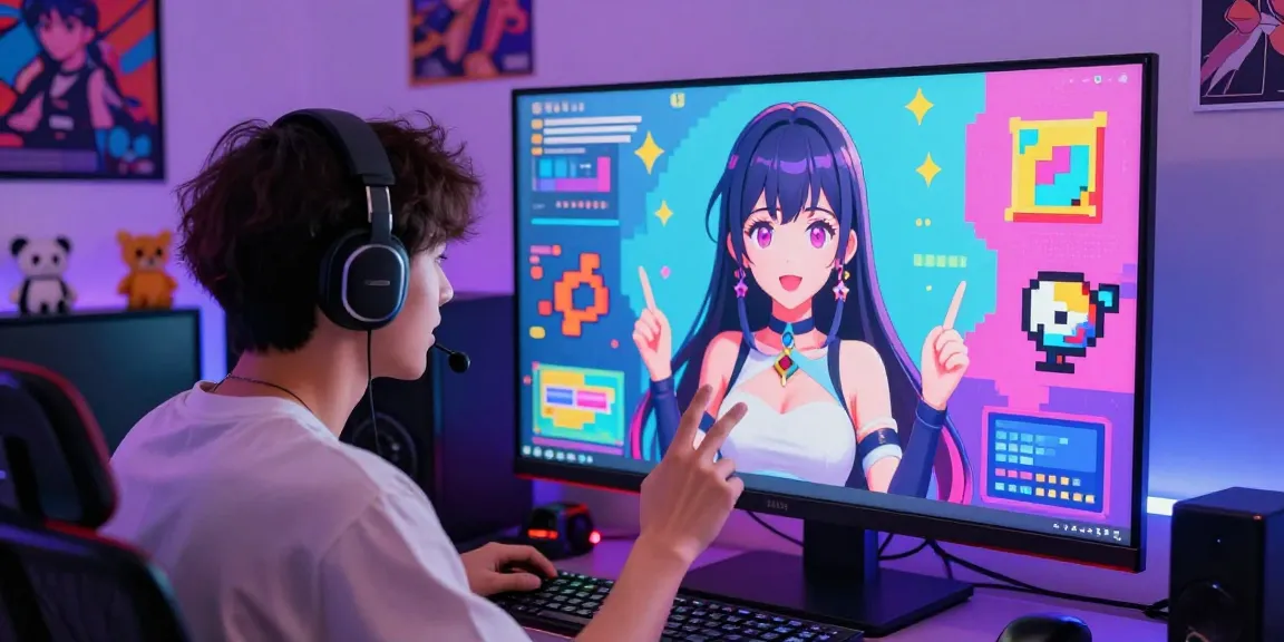 Engaging AI hentai chat with a lifelike character in a vibrant digital room, showcasing interactive anime art elements.
