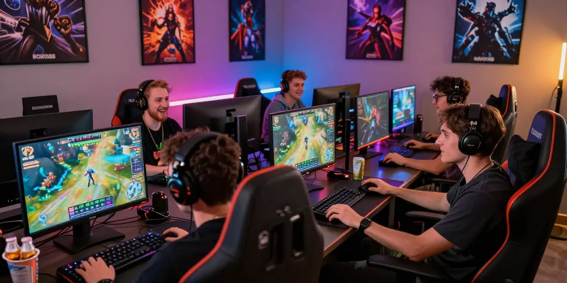 Players enjoying the ROKOK88 gaming experience in a vibrant setting, showcasing excitement and engagement.