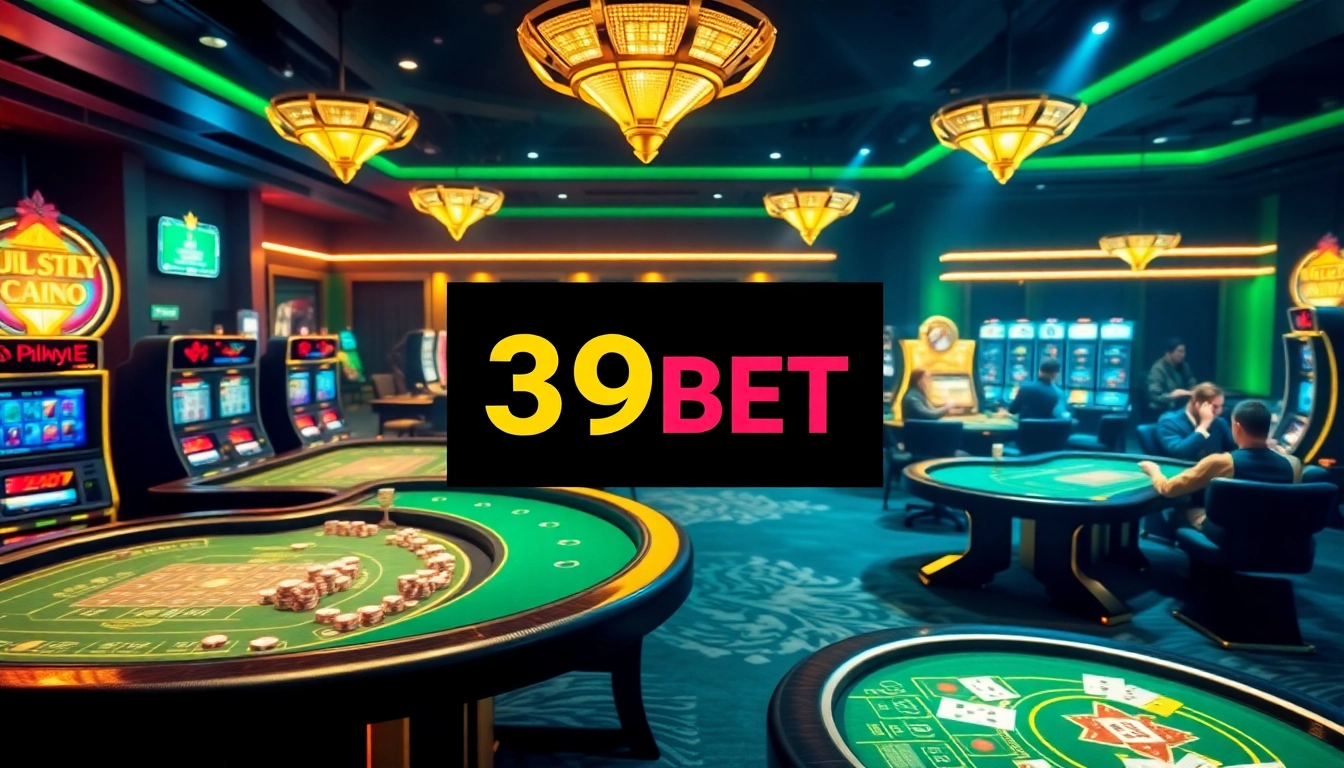 Experience the excitement of gaming at 39BET with vibrant casino tables and engaging players.