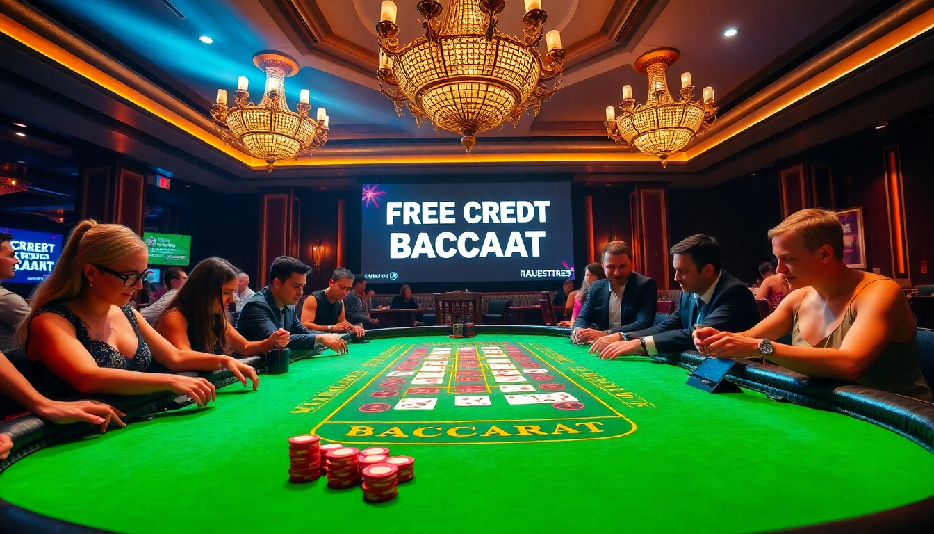 Engage with free credit baccarat in an elegant casino setting filled with excitement and strategy.