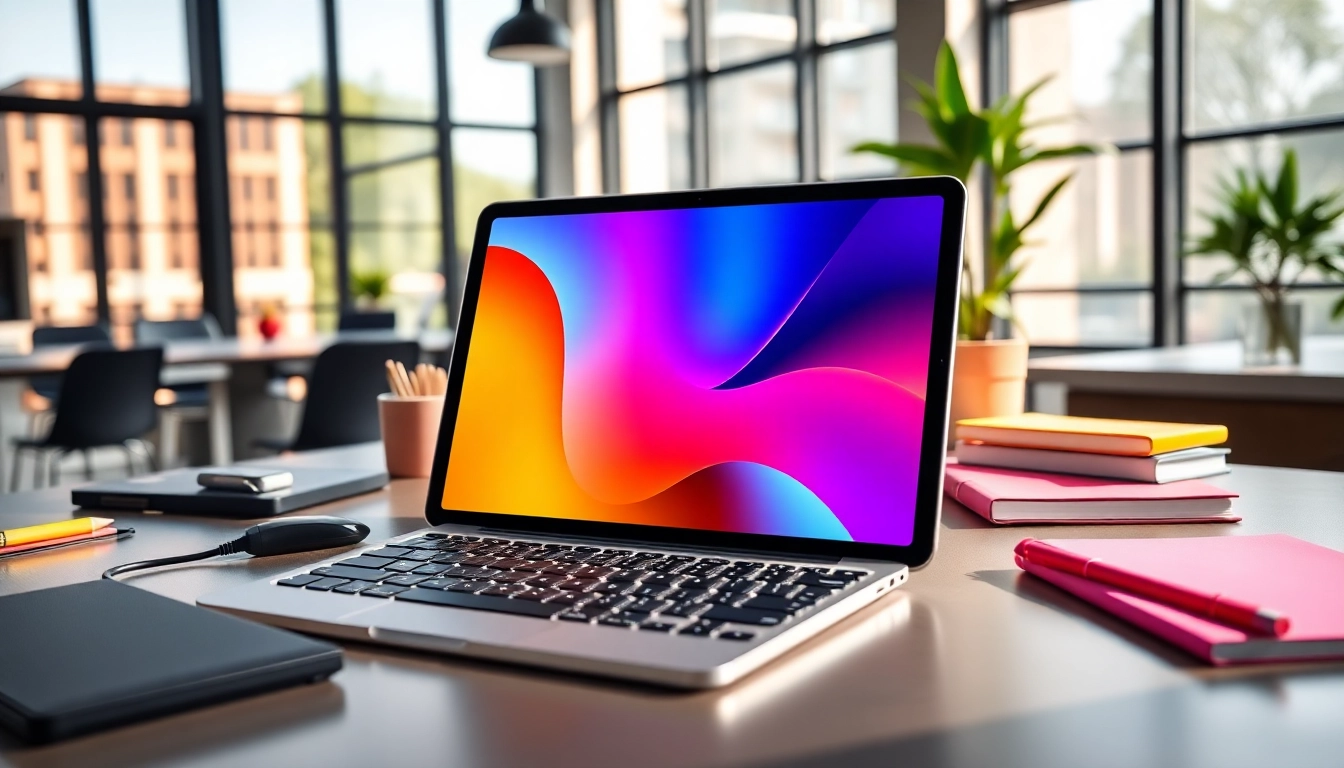 Admiring the sleek iPad Air M2 on a modern workspace with vibrant accessories.