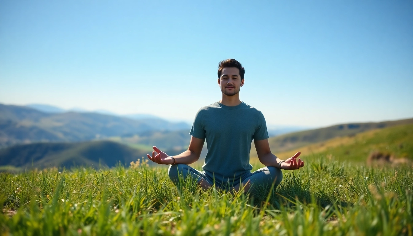 Manage stress and anxiety through mindfulness practices in a peaceful outdoor setting.
