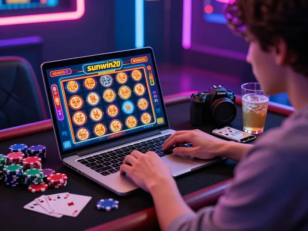 Player enjoying casino games on sunwin20 platform with vibrant graphics and engaging atmosphere.