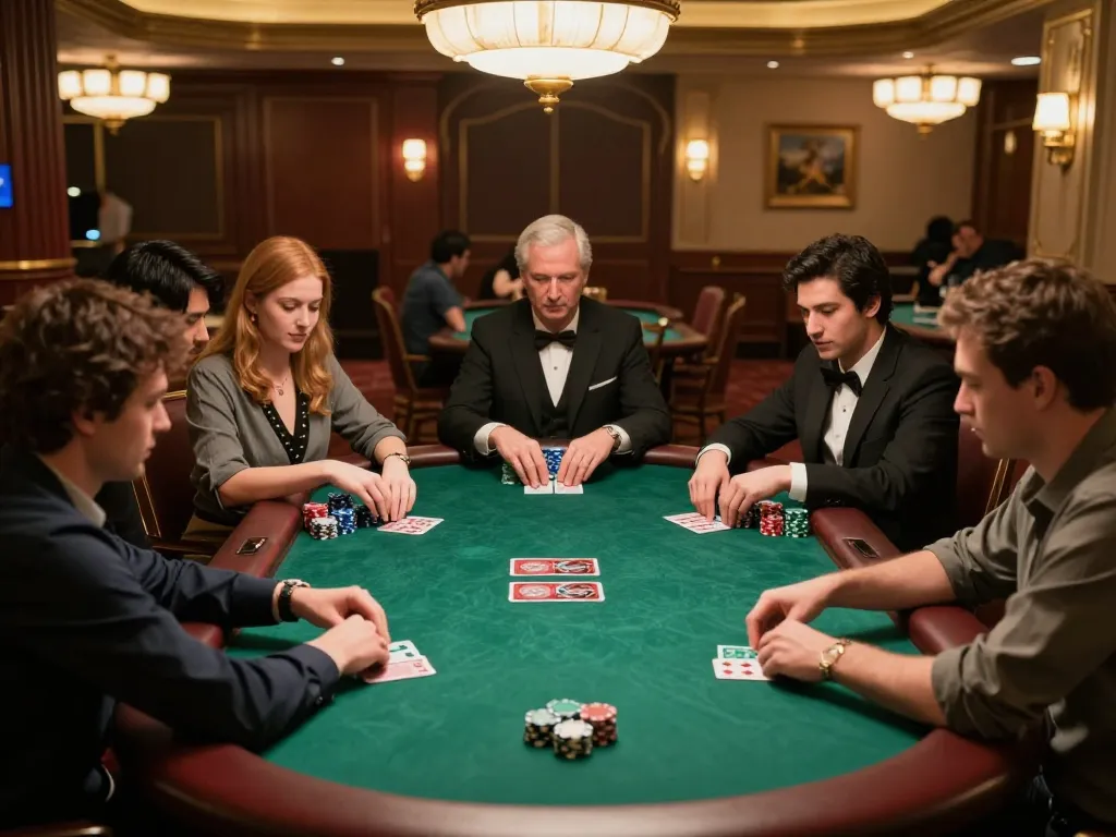 Players competing in high-stakes poker at nhà cái dn88, showcasing intense gameplay and sophisticated atmosphere.