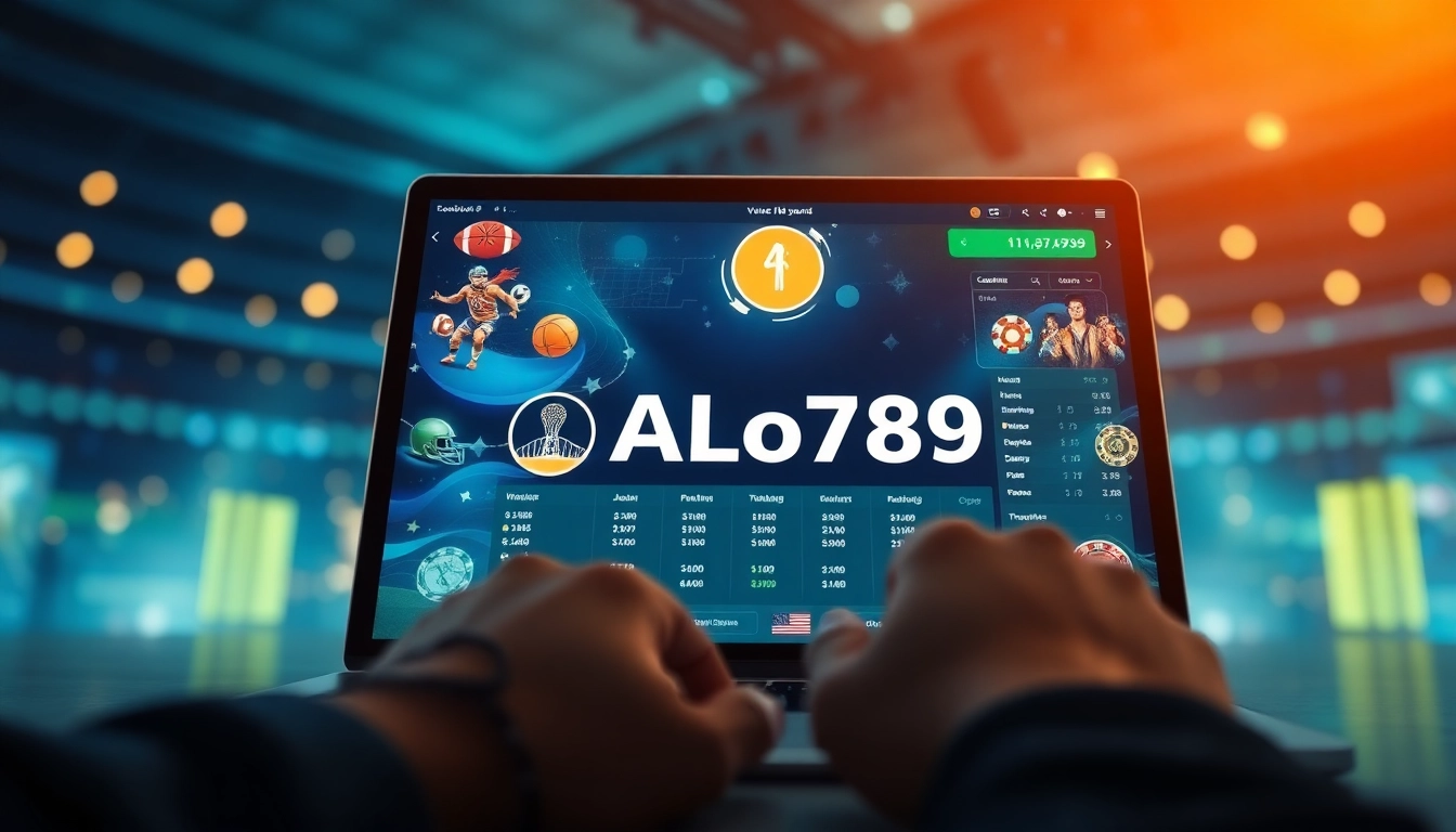 ALo789 online betting platform featuring digital sports and gaming elements in a vibrant and trusting ambiance.
