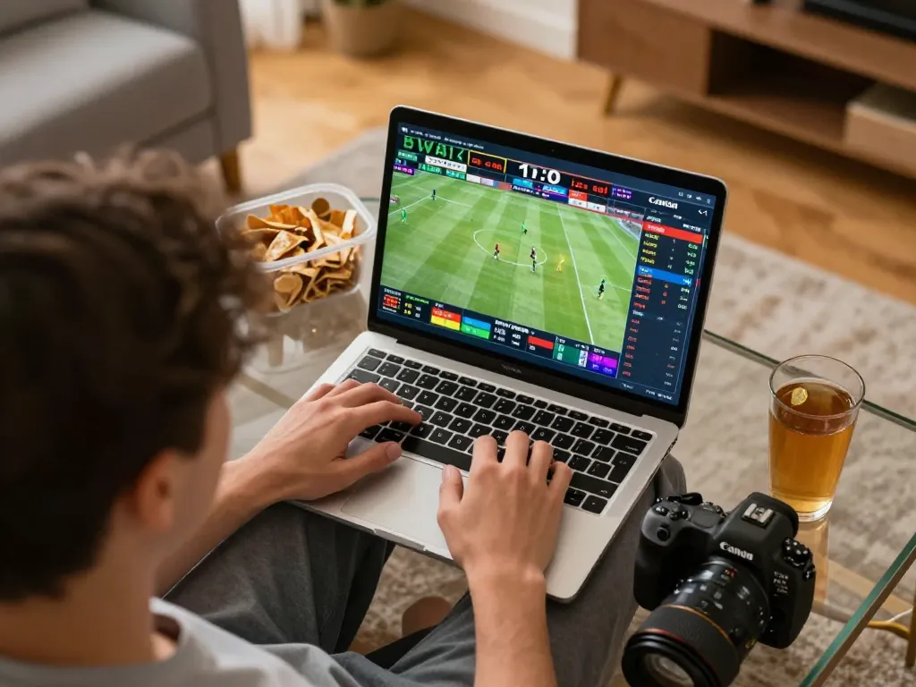 Person engaging in sports betting on 555win, focusing on live game odds and stats