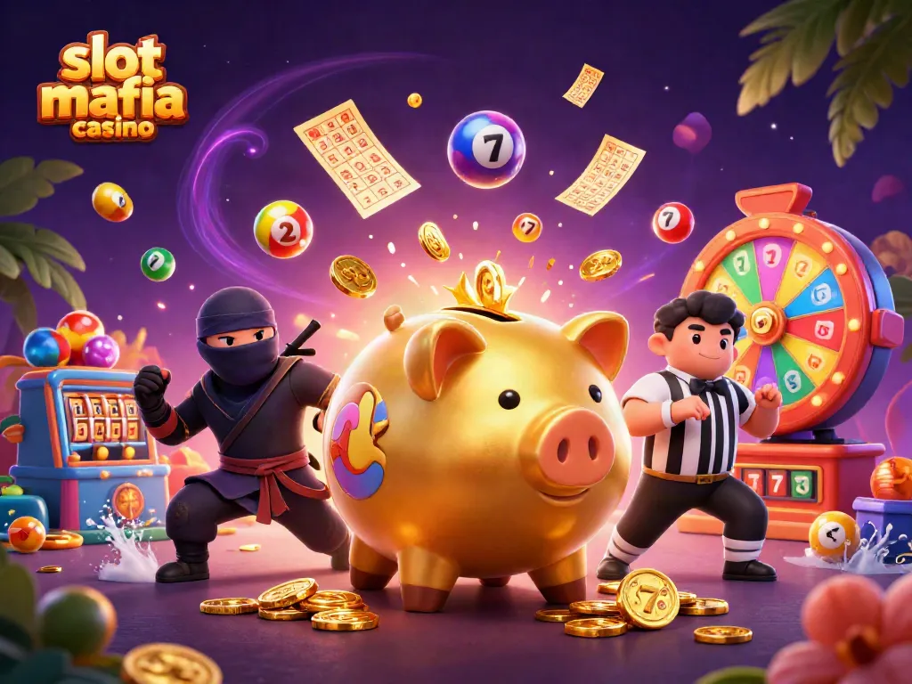 Experience the excitement at slot mafia casino with dynamic slot reels and vibrant casino elements.