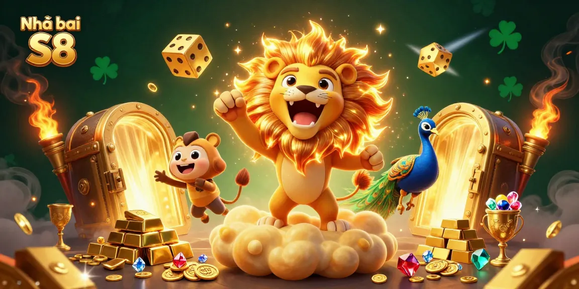 Experience the excitement of Nhà cái S8 with a stunning 3D illustration featuring vibrant casino elements.