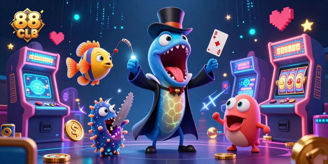 Engage in thrilling card tricks at 88 CLB casino with vibrant animated sea creatures.