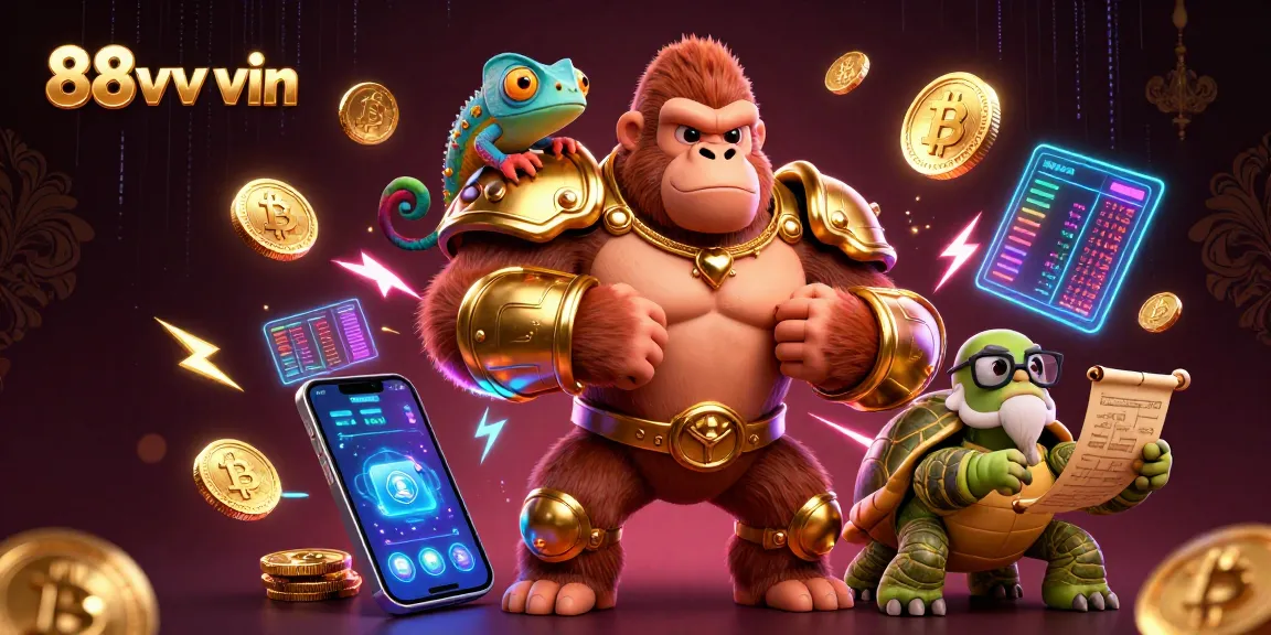 Engage with the vibrant energy of 88vv vin as the gorilla king showcases his power in a colorful casino.