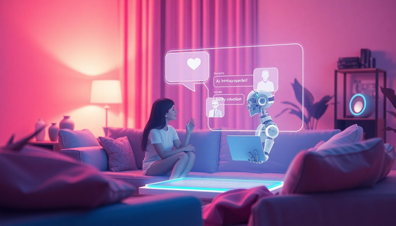 Engaging AI chatbot interface for intimate conversations in a cozy virtual setting, showcasing sex ai chat.