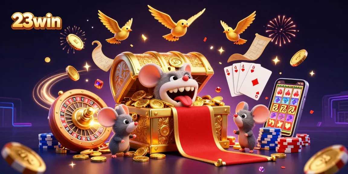 Engage with 23win's thrilling casino atmosphere, featuring animated characters and vibrant gaming elements.
