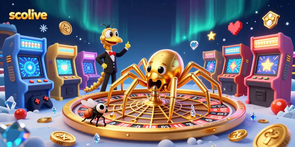 Experience the thrill of betting on Socolive where a golden spider spins roulette with vibrant gaming elements.