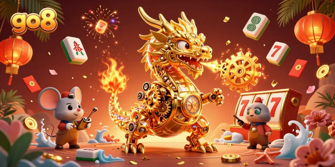 Experience thrilling gameplay at go8 with a golden dragon and vibrant casino elements.