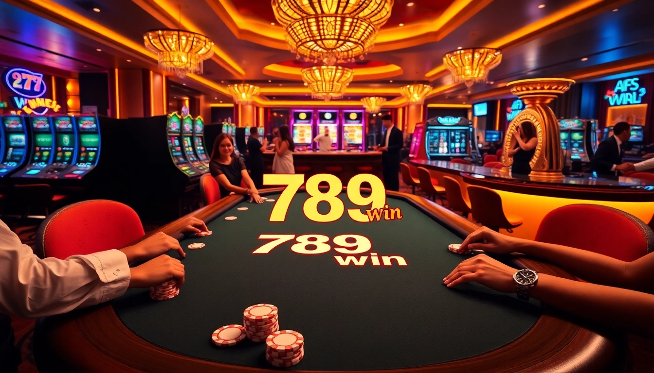 Players strategizing at a casino table featuring the 789 win logo in a luxurious setting.