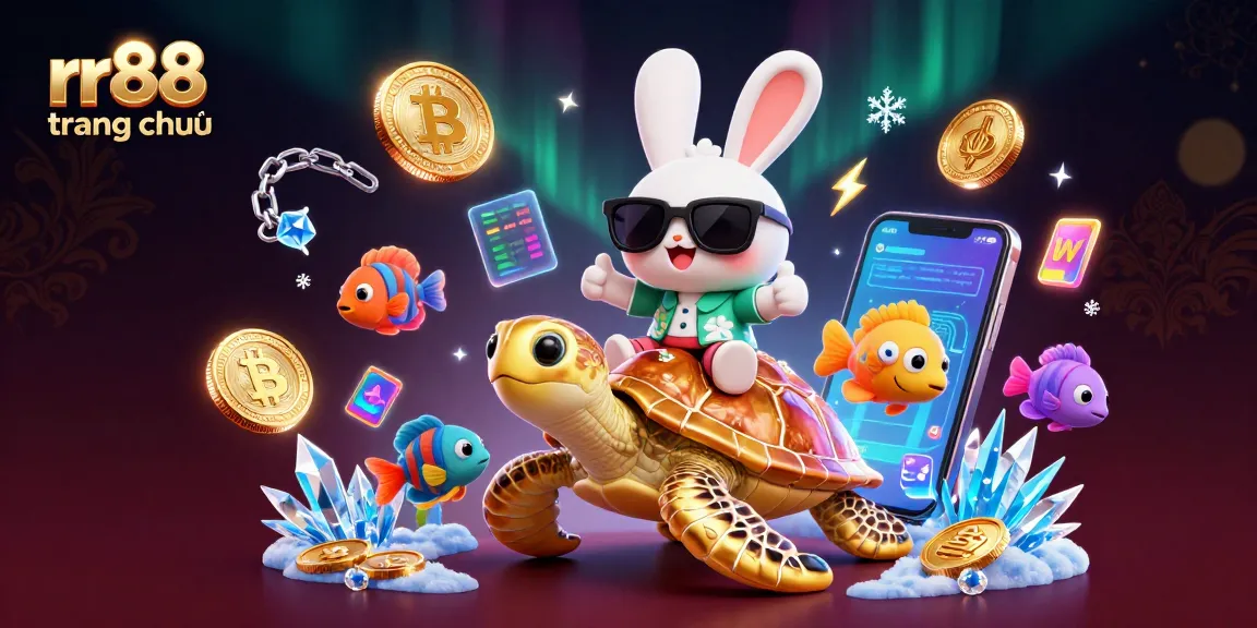 Enjoy the vibrant rr88 trang chủ scene with a lucky rabbit and turtle in a dynamic casino environment.