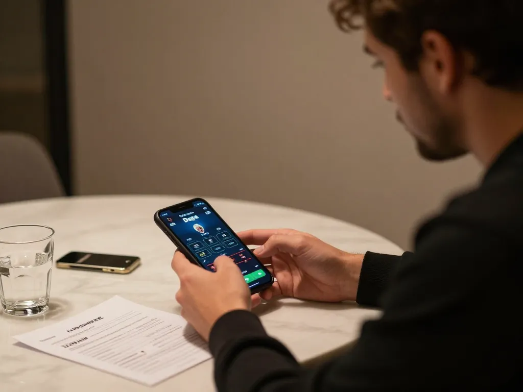 Daga player actively engaged in strategic online betting session while using mobile device