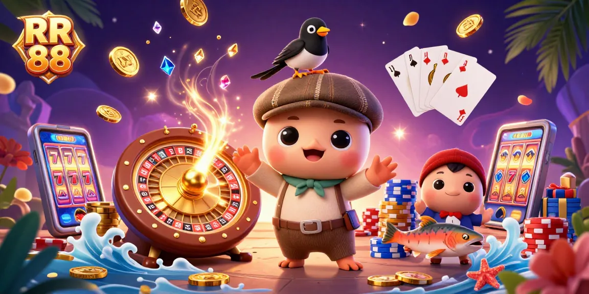 RR 88 showcases vibrant casino action with playful Nessie and gems in a dynamic 3D scene.