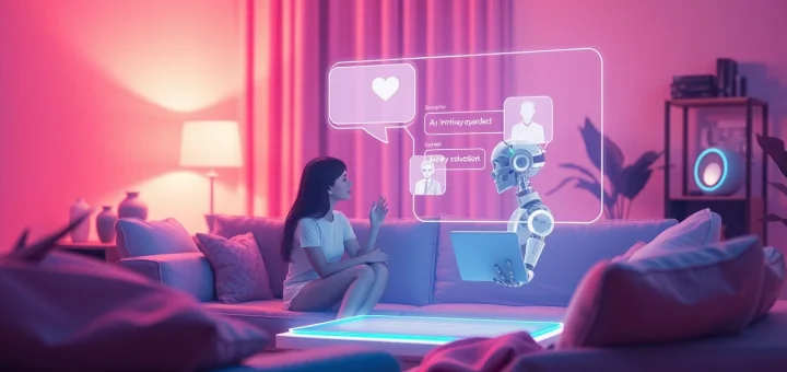 Engaging AI chatbot interface for intimate conversations in a cozy virtual setting, showcasing sex ai chat.